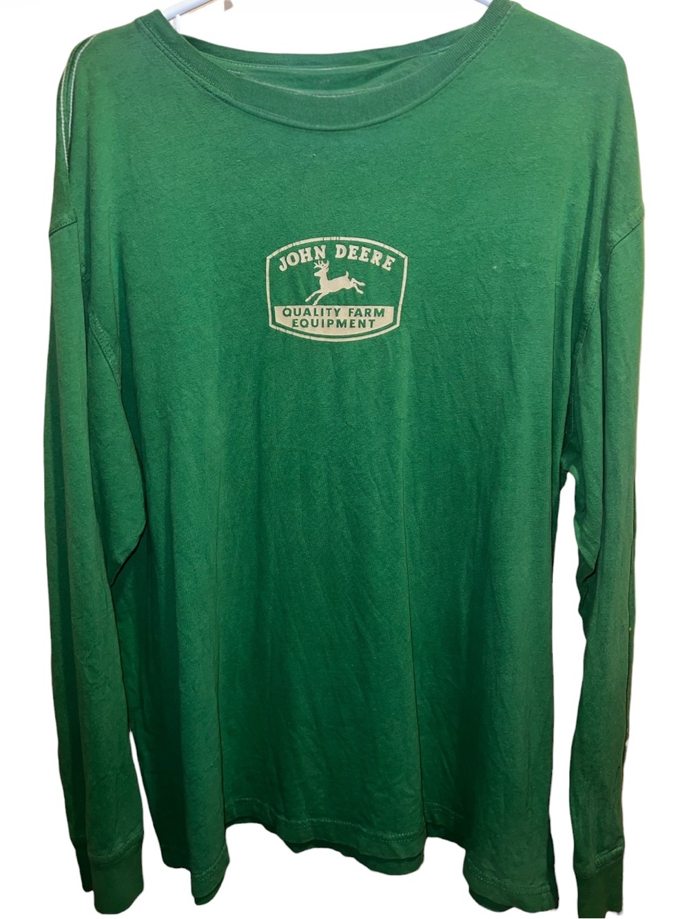 Vintage 1980-1990 John Deere Men's Long-Sleeve Logo Tee — Green READ